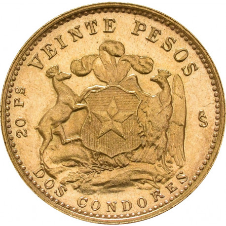 Chilean 20 (Veinte) Pesos Gold Coin - peninsulahcap