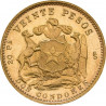 Pièce d'or de 20 (veinte) pesos chiliens - magasins de lingots d'or