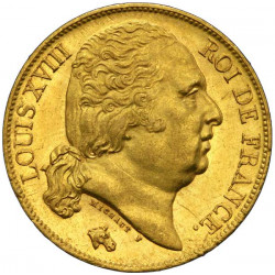 20 Franc Louis XVIII Gold Coin (1814-1824) - peninsulahcap