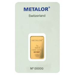 Metalor 5 Gram Gold Bar - 5g Gold Bar - peninsulahcap