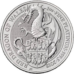 2018 1 oz British Platinum Queen's Beast Red Dragon Coin - peninsulahcap