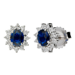 18ct White Gold 1.28ct Sapphire & Diamond Earrings - peninsulahcap