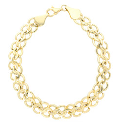 buy 9ct Yellow Gold Double Circle Link Bracelet - peninsulahcap
