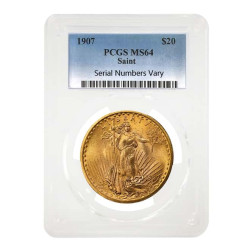 Moneta Saint Gaudens Double Eagle da 20 $ in oro del 1907 PCGS MS 64