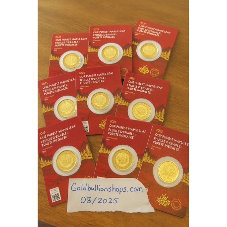 2025 1 oz Canadian Gold Maple Leaf Coin | 2025 Canada 1 oz Our Purest Maple Leaf Gold Coin | 2025 Canada 1 oz