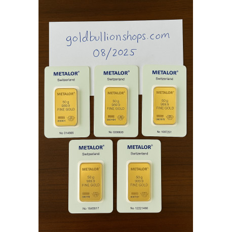 Metalor 50 Gram Gold Bar - 50g Gold Bar - peninsulahcap
